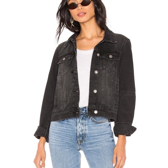 Free People Rumors Denim Jean Jacket In Black